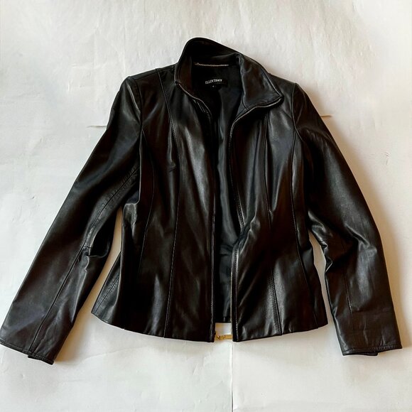 Brown leather jacket Ellen Tracy Size Small - Picture 1 of 5